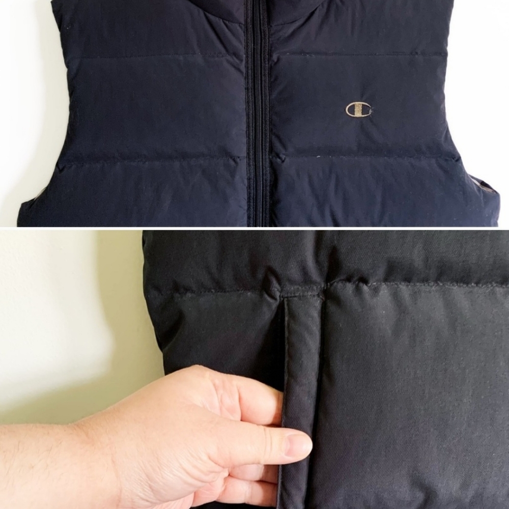 Vintage Champion Men’s Down Insulated Puffer Vest Black Large